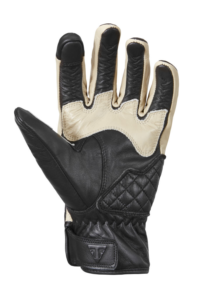 Triumph Flag Leather Motorcycle Gloves Black & Bone